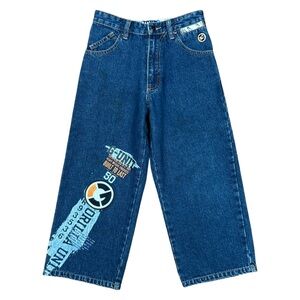 G-Unit Boys Graphic Baggy Bootcut Blue Denim Jeans Size 6 Streetwear